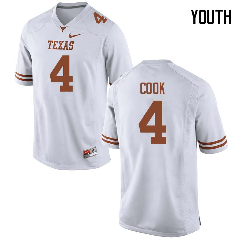 Youth #4 Anthony Cook Texas Longhorns College Football Jerseys Sale-White